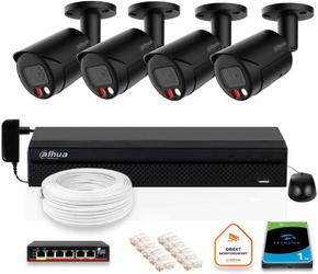 DAHUA IP dohledový set 4x IPC-HFW2849S-S-IL-0280B-BLACK 8MPX kamera