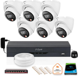 EN SATS MED 6 Dahua 6mpx IP-kameror IPC-HDW1639T-A-IL-0280B-S6 + DISK 1TB