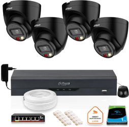 Set de 4 caméras IP Dahua 4mpx IPC-HDW1439V-A-IL-BLACK avec disque 1TB