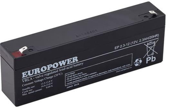 EP series AGM EUROPOWER 12V 2.3Ah battery with a service life of 6-9 years