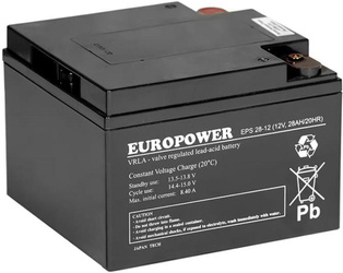 AGM-Batterie EUROPOWER EPS 12V 28Ah mit einer Lebensdauer von 8-12 Jahren