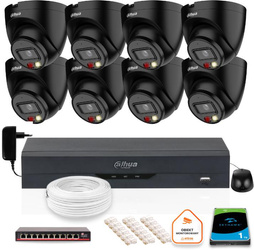 Sada 8 4mpx IP kamer Dahua IPC-HDW1439V-A-IL-Black s 1TB diskem
