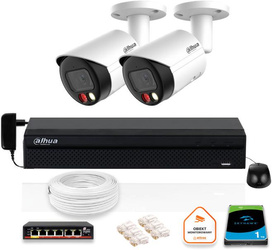 DAHUA IP surveillance set 2x IPC-HFW2849S-S-IL-0280B 8MPX camera