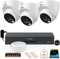 Set med 3 Dahua IP-kameror 8mpx IPC-HDW1839T-A-IL-0280B-S6 med 1TB hårddisk