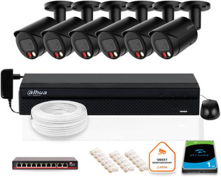 DAHUA Kit de surveillance IP 6x caméra IPC-HFW2849S-S-IL-0280B-BLACK 8MPX