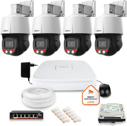Conjunto de vigilancia IP Dahua con 4 cámaras PTZ de 4 MPx y disco duro de 1 TB