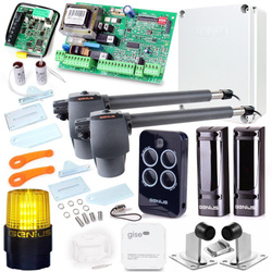 Kit Genius G-Bat 400 para cancelas de doble hoja de 8m (lámpara + stop + topes + módulo Wi-Fi)